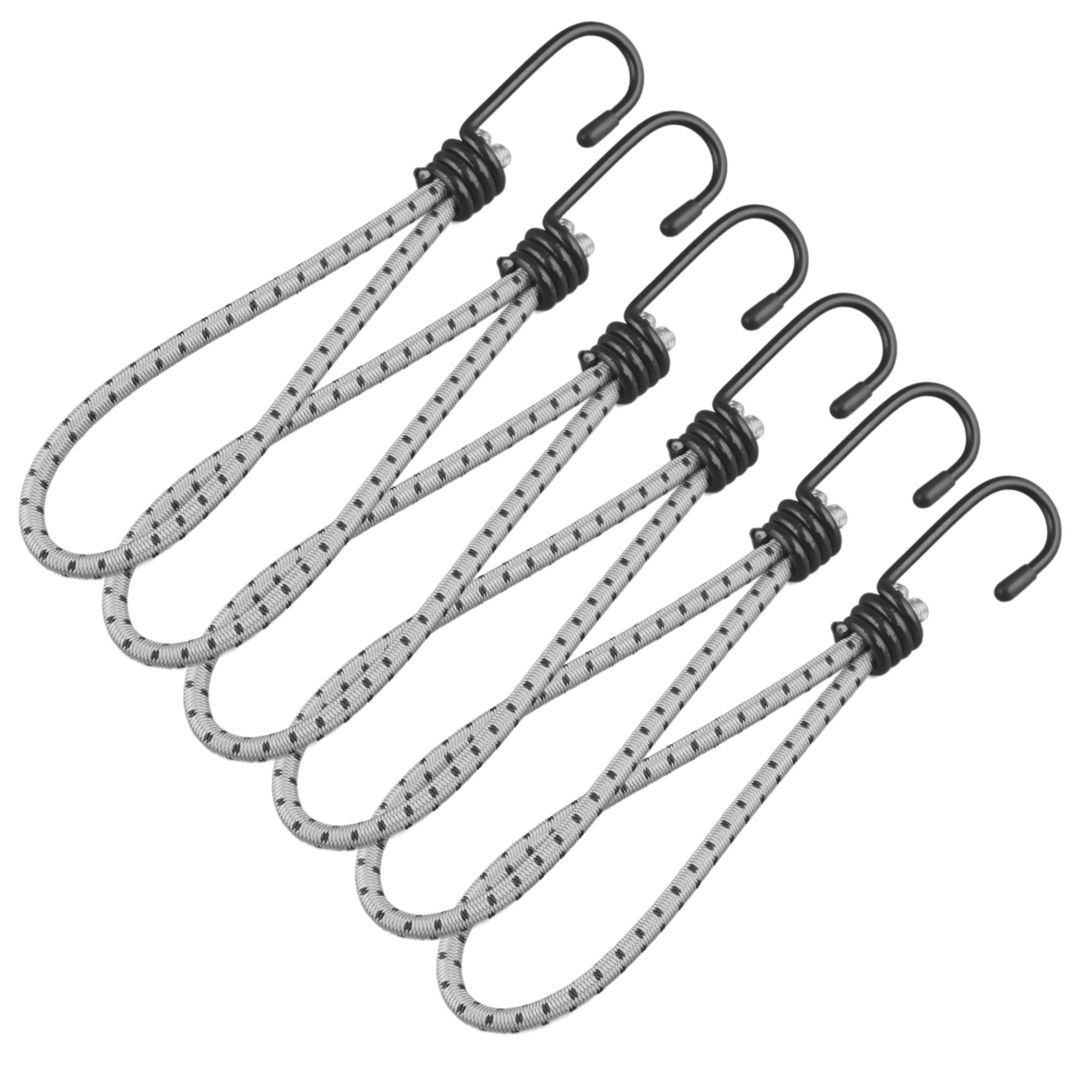 สายรัดยางยืดแบบห่วง ECSAI ตะขอเหล็ก ขนาด 6 มม. ยาว 30 ซม. สีเทา-ดำ (แพ็ค 6 ชิ้น)_0